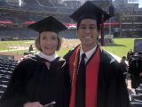Patty Kraft, left, and Tommy Cao celebrating graduation.